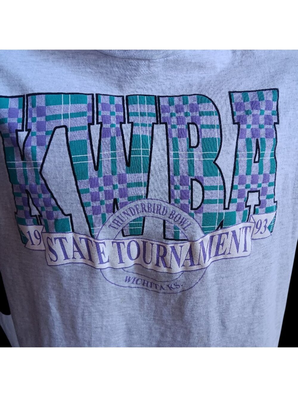 Vintage T-shirt Single Stitch XL 1990's XL KWBA KANSAS STATE TOURNAMENT HANES